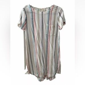 Cloth & stone Anthropologie linen blend striped dress S